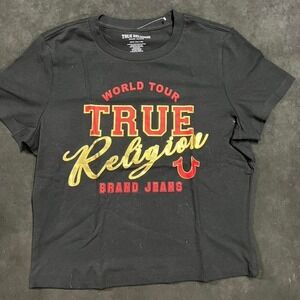 True Religion black and red crop top #croptop